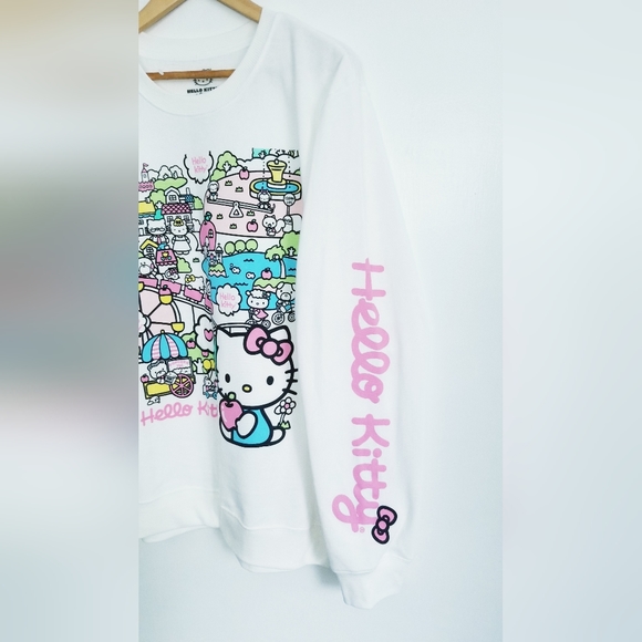 NEW Hello Kitty White Fleece Lined Sweatshirt Size L - Picture 12 of 16